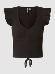 Top mit regulierbaren Raffungen Modell 'Tegan' von Pieces Grau / Schwarz - 43