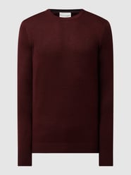 Sweter z wełny merino model ‘Jupiter’ od Bruun & Stengade Bordowy - 39