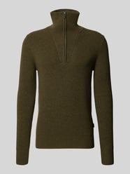 Sweter z dzianiny z mieszanki wełny z kołnierzem zapinanym od bugatti - 21
