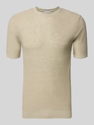 slim fit T-shirt van linnenmix in tricotlook van Antony Morato Beige - 19