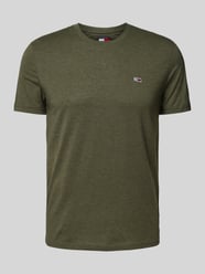 Slim Fit T-Shirt mit Logo-Stitching von Tommy Jeans Grün - 37