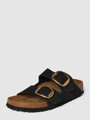 Slippers met doornsluiting in metallic, model 'Arizona' van Birkenstock Zwart - 18