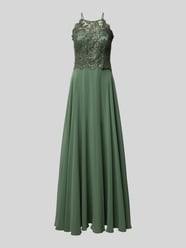 Abendkleid mit Spitzen- und Paillettenbesatz von V.M. - 5