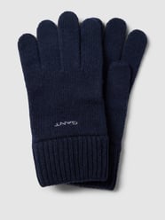 Handschuhe mit Label-Stitching Modell  'KNITTED WOOL GLOVES' von Gant Blau / Türkis - 12
