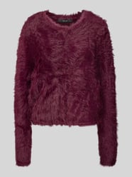 Regular fit gebreid jack in de look van imitatiebont, model 'FLUFFY' van Vero Moda Bordeaux - 28