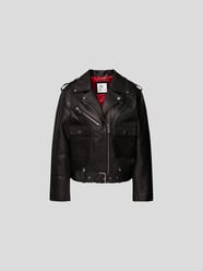 Lederjacke im Biker-Look von Anine Bing Grau / Schwarz - 7