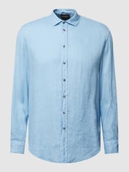 Linnen overhemd met haaikraag van Emporio Armani Blauw / turquoise - 5