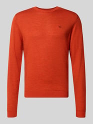 sweter z dzianiny o kroju regular fit z wełny z okrągłym dekoltem od Fynch-Hatton - 32