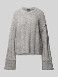 Loose Fit Strickpullover mit Wollanteil und Details an den Säumen Modell 'RUBBLE' von Pieces Grau - 40