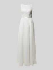 Abendkleid mit Spitzenbesatz von Luxuar Beige - 10