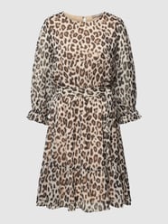 Knielanges Kleid mit Animal-Print von Jake*s Collection Beige - 29