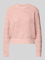 Sweter z dzianiny z prążkowanymi wykończeniami od GUESS Fuksjowy - 10