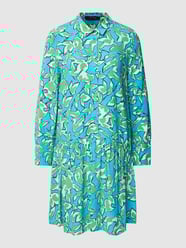 Knielanges Kleid mit Allover-Muster von comma Türkis - 14