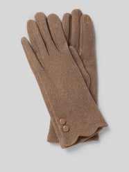 Handschuhe aus elastischem Material-Mix mit Zierknöpfen von EEM Beige - 9