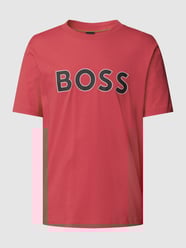 T-shirt z nadrukiem z logo model ‘Tee’ od BOSS Green Różowy - 48