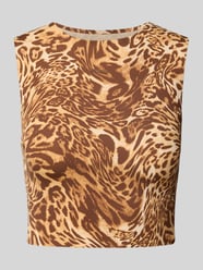 Korte top met labelprint van Stronger Beige - 2
