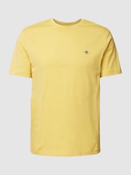 T-shirt van katoen met labeldetail van Gant Geel - 23