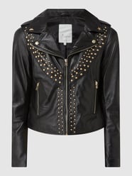 Lederjacke mit Nieten Modell 'Stardust'  von Goosecraft Grau / Schwarz - 46
