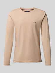 Slim fit T-shirt van katoenmix van Tommy Hilfiger Beige - 8