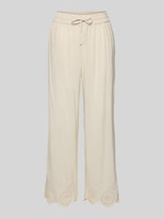 Wide Leg Stoffhose mit Lochstickerei Modell 'Linus' von FREE/QUENT Beige - 12