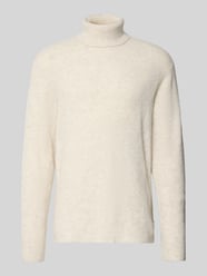 Gebreide pullover in riblook met col van Lindbergh Beige - 28