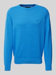 Strickpullover mit Logo-Stitching von Fynch-Hatton Blau - 19