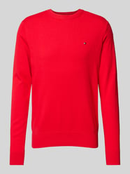 Gebreide pullover met logostitching, model 'PIMA' van Tommy Hilfiger Rood - 42