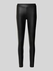 Slim fit broek in leerlook met elastische band, model 'NEW SHINY' van Pieces - 5