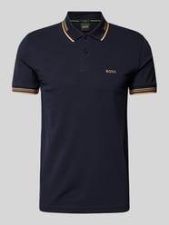 Slim Fit Poloshirt mit Label-Print Modell 'Paul' von BOSS Green Blau - 13