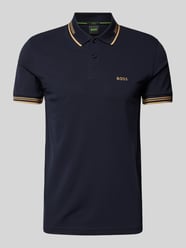 Slim Fit Poloshirt mit Label-Print Modell 'Paul' von BOSS Green Blau - 18