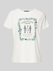 T-Shirt mit Motiv- und Statement-Print von comma Beige - 23