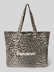 Torba shopper z nadrukiem z logo i długimi uchwytami od Review - 19