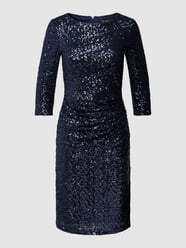 Knielanges Cocktailkleid mit Paillettenbesatz von Paradi Blau - 40