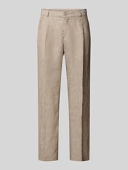 Linnen broek met vouw model 'DiUnic' van Zuitable Beige - 16