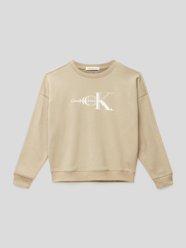 Sweatshirt met labelprint, model 'MONOGRAM' van Calvin Klein Jeans Beige - 41