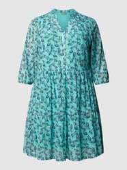 Sukienka koszulowa PLUS SIZE z nadrukiem z motywem na całej powierzchni model ‘NEW SAFARI’ od Samoon Turkusowy - 29