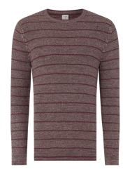 Body Fit Pullover mit Streifenmuster  von OLYMP Level Five Rot - 44