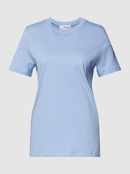 T-shirt met geribde ronde hals, model 'MYESSENTIAL' van Selected Femme Blauw / turquoise - 6