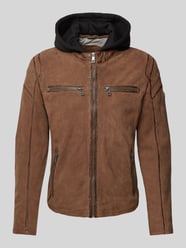 Leren jack met capuchon, model 'Jalon' van Gipsy Beige - 17