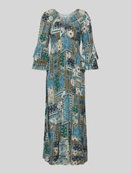 Midikleid aus Viskose mit Trompetenärmeln von Apricot - 14