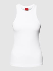 Tanktop in riblook, model 'CLASSIC TANK' van HUGO Wit - 8