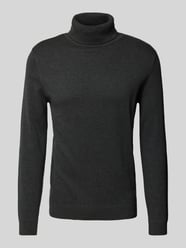 Regular Fit Rollkragenpullover aus reiner Baumwolle mit Logo-Stitching von Tom Tailor Grau - 34