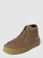 Lage schoenen van leer met label in reliëf van Marc O'Polo Bruin - 42