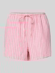 Szorty lniane o kroju relaxed fit z tunelem od Gina Tricot Fuksjowy - 28