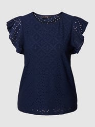 T-shirt met broderie anglaise, model 'TASSA' van Vero Moda Blauw - 25