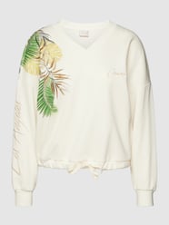 Bluza z wyhaftowanym logo i tunelem model ‘PALM’ od Guess Biały - 46