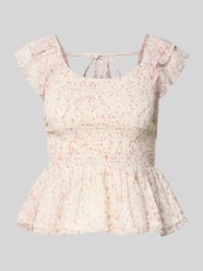 Slim Fit Chiffontop mit gesmoktem Rumpf Modell 'ELIZA LIFE' von Only Pink - 17