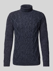 Rollkragenpullover mit Zopfmuster von RAGMAN Blau - 26