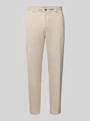 Slim fit stoffen broek met riemlussen, model 'JULI-O' van Cinque Beige - 1