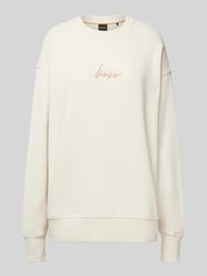 Oversized Sweatshirt mit Label-Print und -Stitching von BOSS Orange Beige - 4